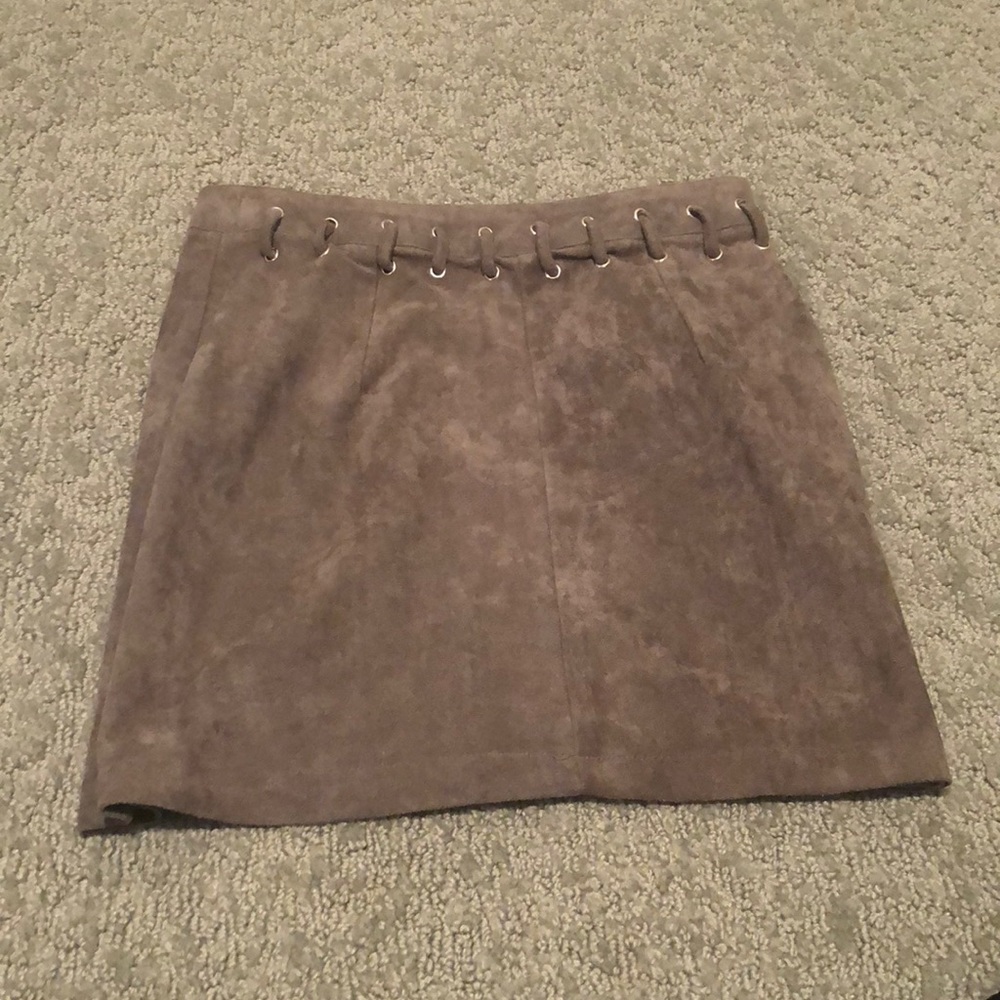 Gray suede skirt